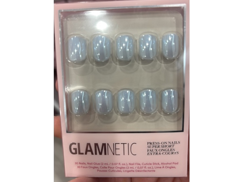 Glamnetic Press-On Nails Super Short, Clear Skies, 0.07 fl oz/2 mL, 30 Count
