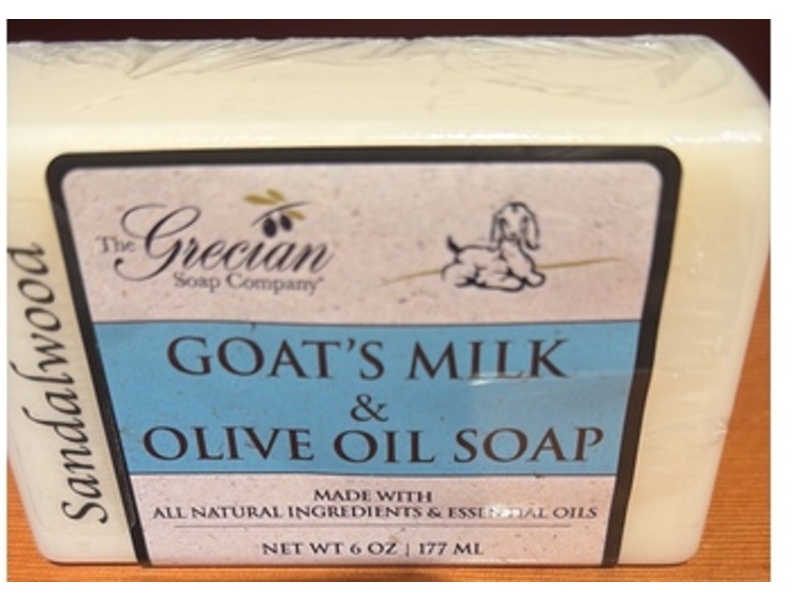 The Grecian Soap Company Clean Beauty Goat's Milk & Olive Oil Soap Bar, Sandalwood, 6 oz/177 mL