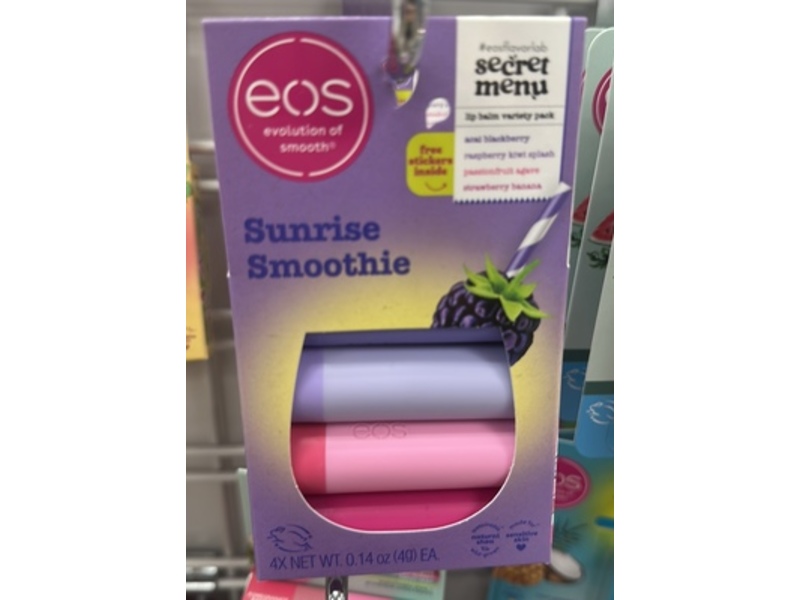eos Flavor Lab Secret Menu Lip Balm, Sunrise Smoothie, 0.14 oz/4 g, 4 Count