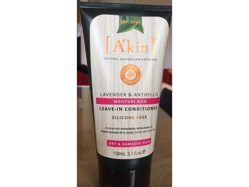 A'kin Moisture Rich Lavender & Anthyllis Leave-In Conditioner, 5.1 fl oz/150 mL