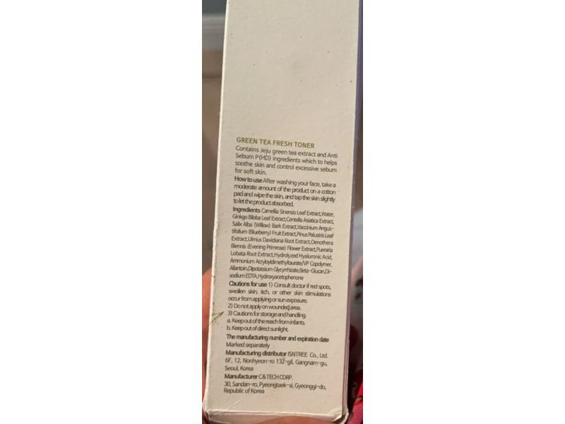 Isntree Fresh Toner, Green Tea, 6.76 fl oz/200 mL