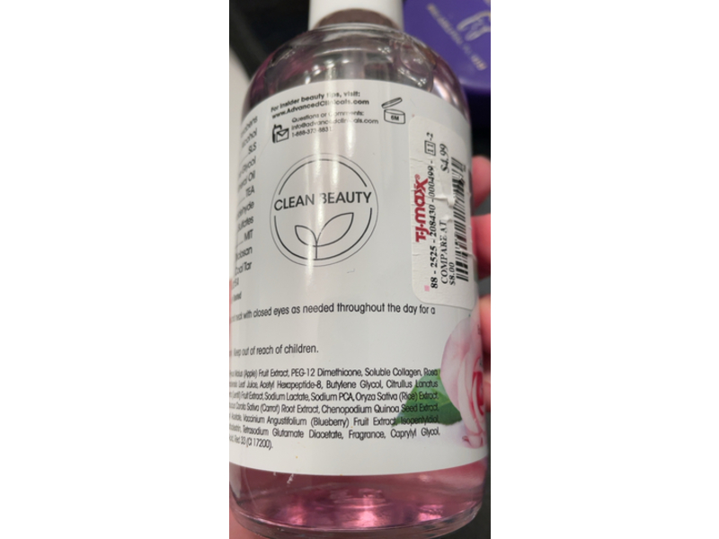 Advanced Clinicals Collagen + Rosewater Glow Faceial Mist, Watermelon & Peptide Complex, 8 fl oz/237 mL