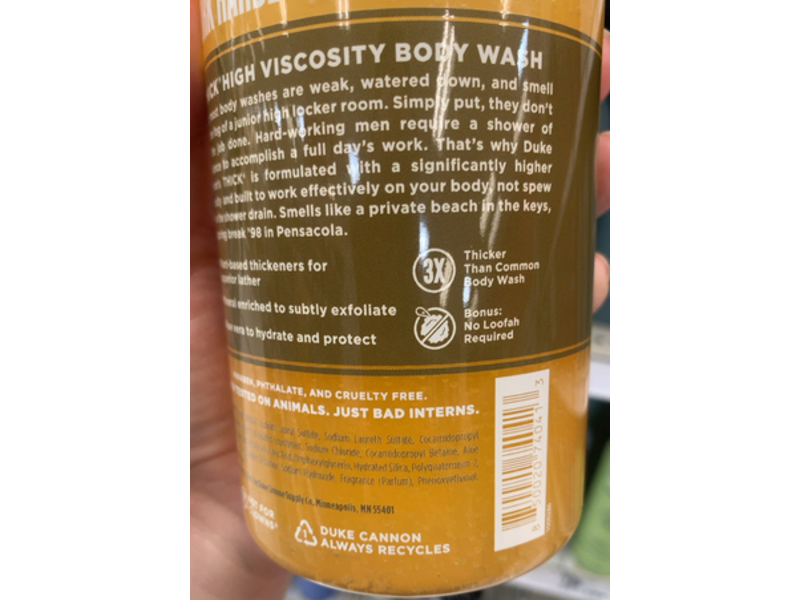 Duke Cannon Supply Co. Thick High-Viscosity Body Wash, Bay Rum, 17.5 fl oz