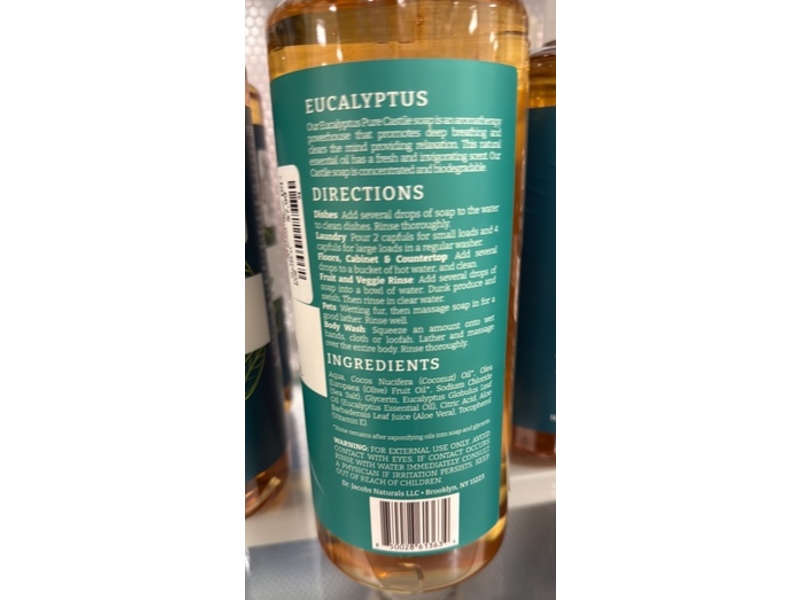 Dr. Jacobs Naturals Pure Castile All-In-1 Soap, Eucalyptus Essential Oil, 32 oz/946 mL