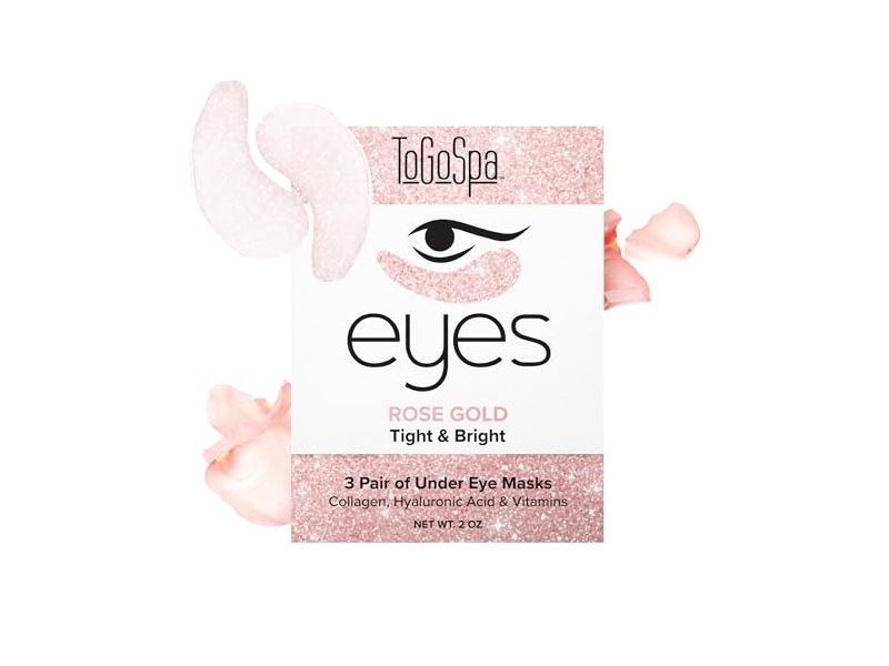 ToGoSpa Under Eye Masks, Rose Gold, 2 oz, Pair Of 3