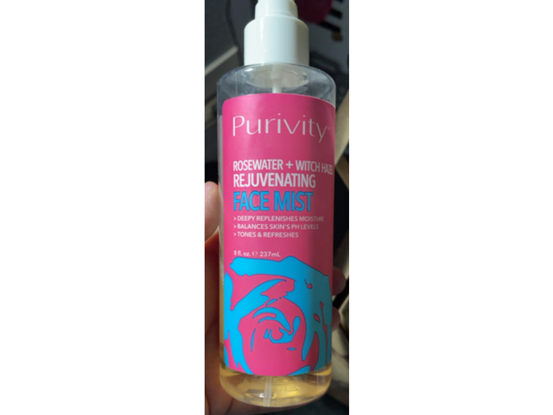 Purivity Rejuvenating Face Mist, Rosewater + Witch Hazel, 8 fl oz/237 mL