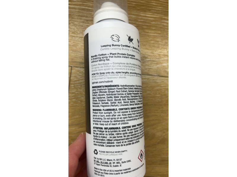 IGK NO LIMIT Dry Volume And Thickening Spray, 5.4 fl oz/177 mL