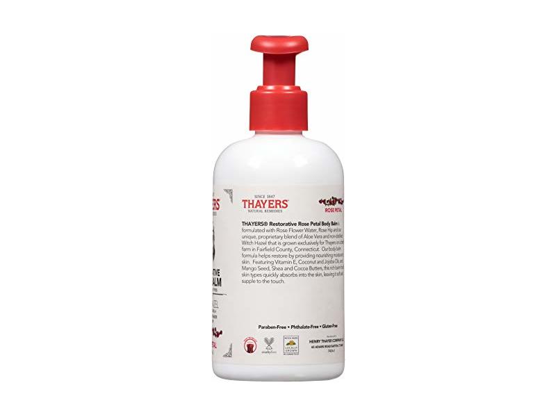 THAYERS Rose Petal Restorative Body Balm, Moisturizing Body Lotion, 8 Oz