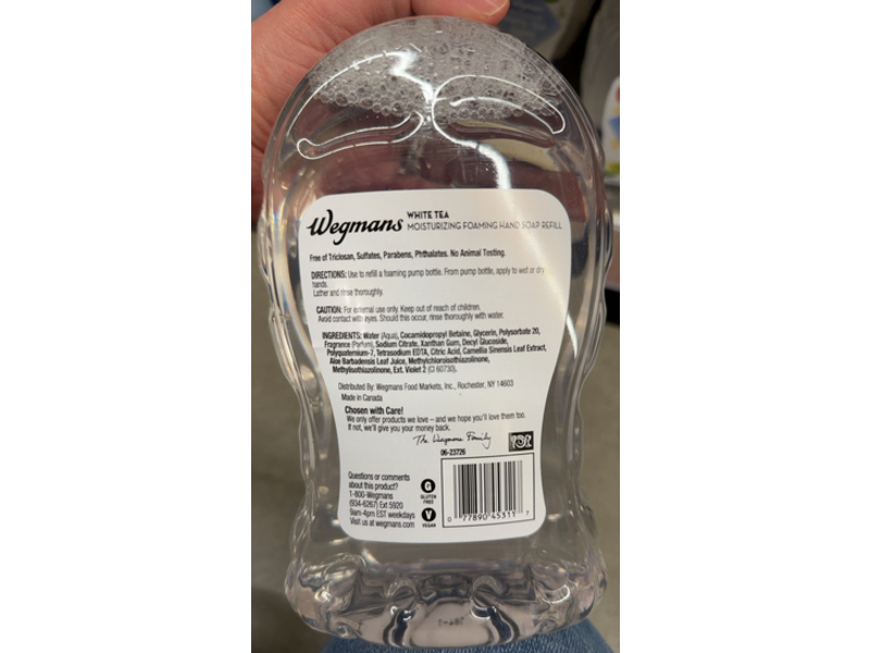Wegmans Moisturizing Foaming Hand Soap, White Tea, Refill, 56 fl oz/1.66 L