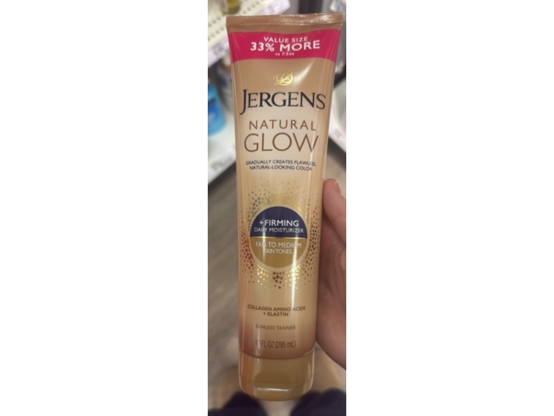 Jergens Natural Glow +Firming Daily Moisturizer, Fair To Medium, 10 fl oz/295 mL