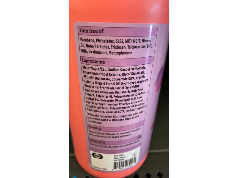 eva nyc Mane Magic 10-in-1 Shampoo, Argan Oil + Baobab Seed, 33.8 fl oz/1 L