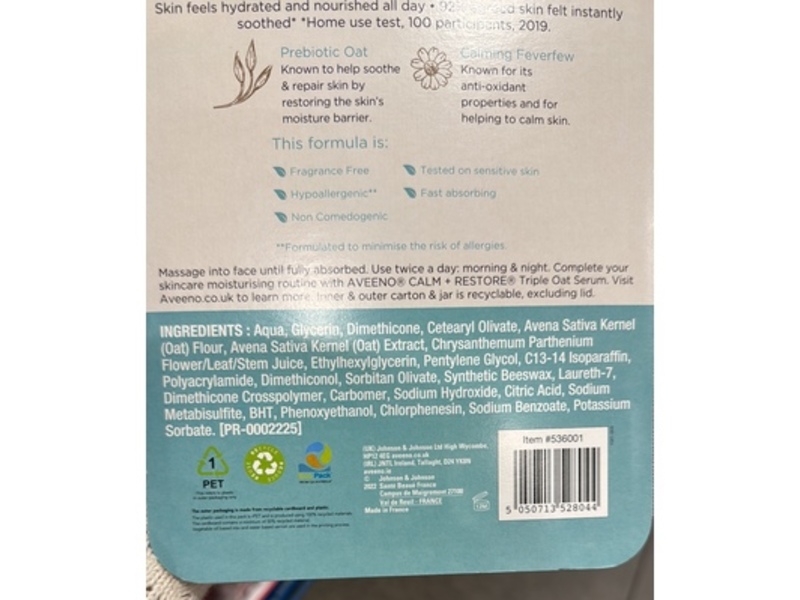 Aveeno Calm & Restore Oat Gel Moisturizer, 50 mL