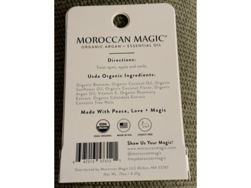 Moroccan Magic Lip Balm, Pure Coconut, 0.15 oz/4.25 g, Pack Of 3