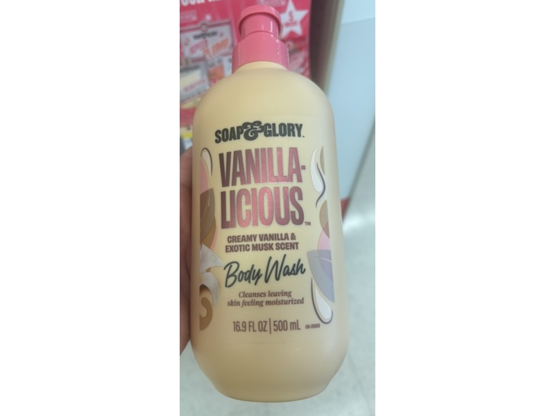 Soap & Glory Vanilla Licious Body Wash, Creamy Vanilla & Exotic Musk Scent, 16.9 fl oz/500 mL