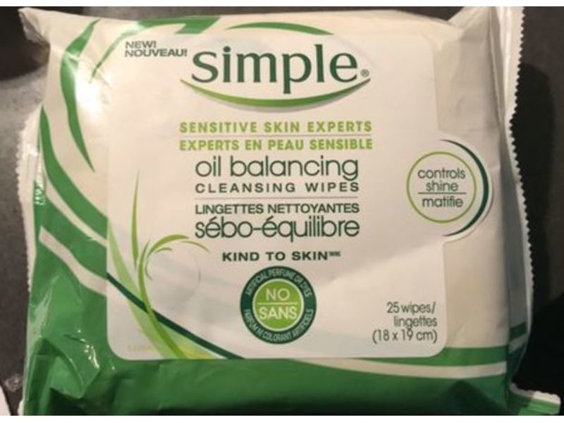 Simple Kind To Skin Oil Balancing Cleansing Wipes, 25 counts
