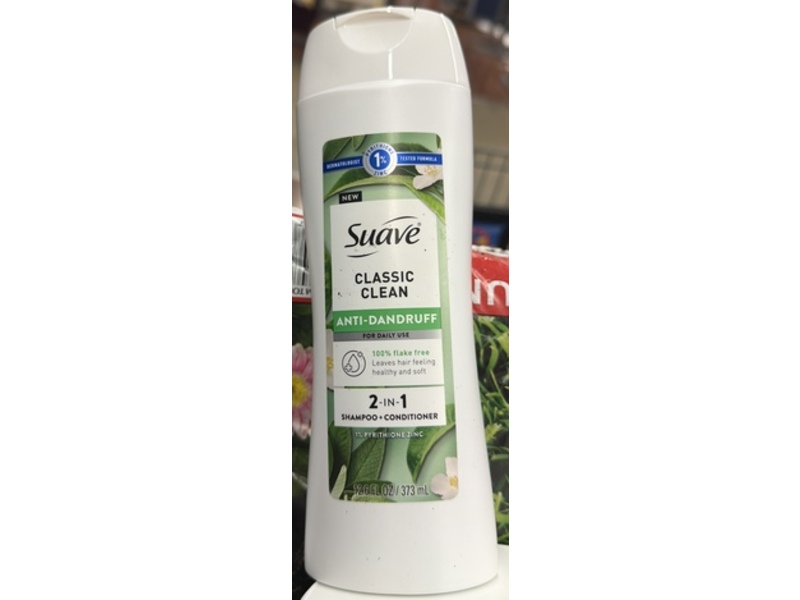 Suave Anti Dandruff 2-In-1 Shampoo + Conditioner, Classic Clean, 12.6 fl oz/373 mL