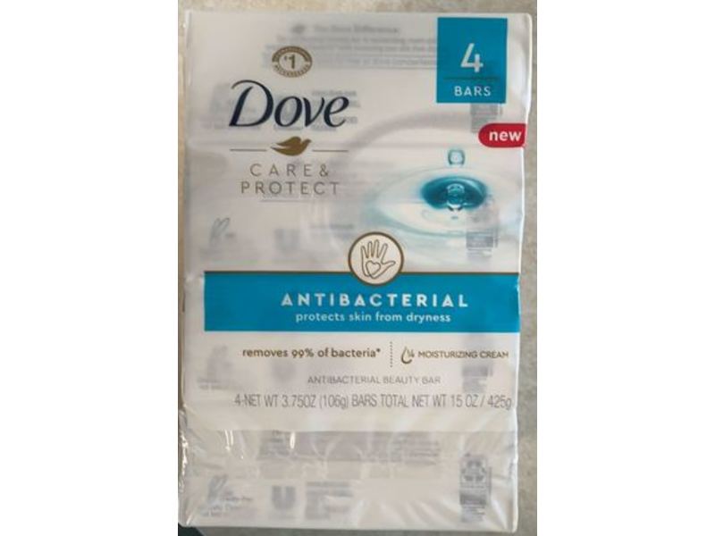 Dove Care & Protect Antibacterial Beauty Bar, 3.75 oz/106 g, 4 Count
