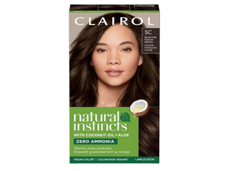 Clairol Natural Instincts Hair Color, 5C Brass Free Medium Brown, 1 Application