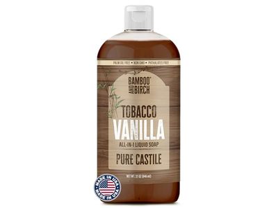 Bamboo & Birch Pure Castile All In 1 Liquid Soap, Tobacco Vanilla, 32 oz/946 mL
