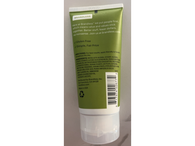 Brandless Hand Cream, Avocado Basil, 3 fl oz/90 mL