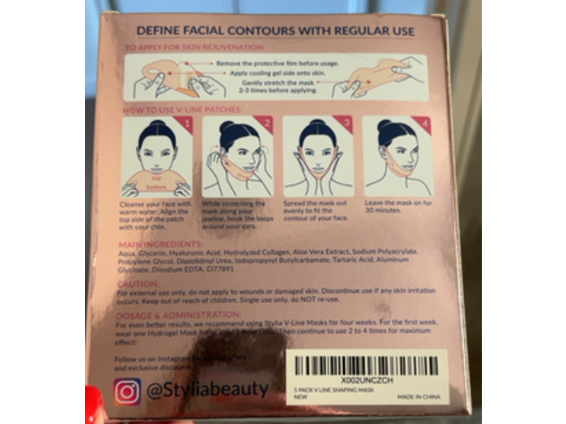 Stylia V-Line Lifting Hydrogel Collagen Mask, 5 Count