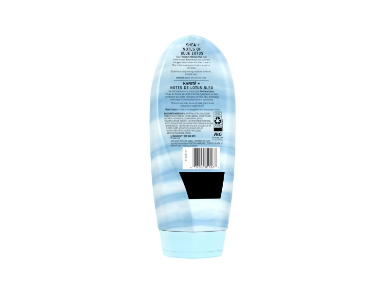 Olay Moisture Ribbons Plus Shea + Blue Lotus Body Wash, 18 fl oz/532 mL, Pack Of 4
