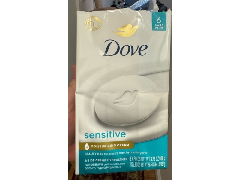 Dove Sensitive Beauty Bar, 3.75 oz/106 g, 6 Count