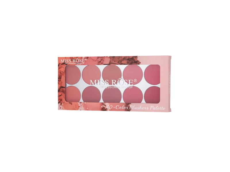 Miss Rose Professional Make-Up 10-Color Blushers Palette, 20 g