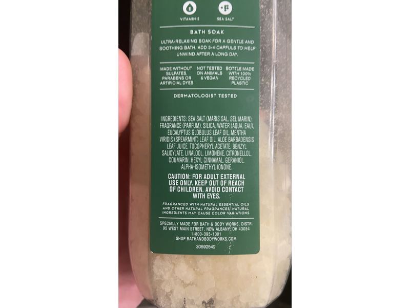 Bath & Body Works Bath Soak, Eucalyptus + Spearmint, 17 oz/481 g