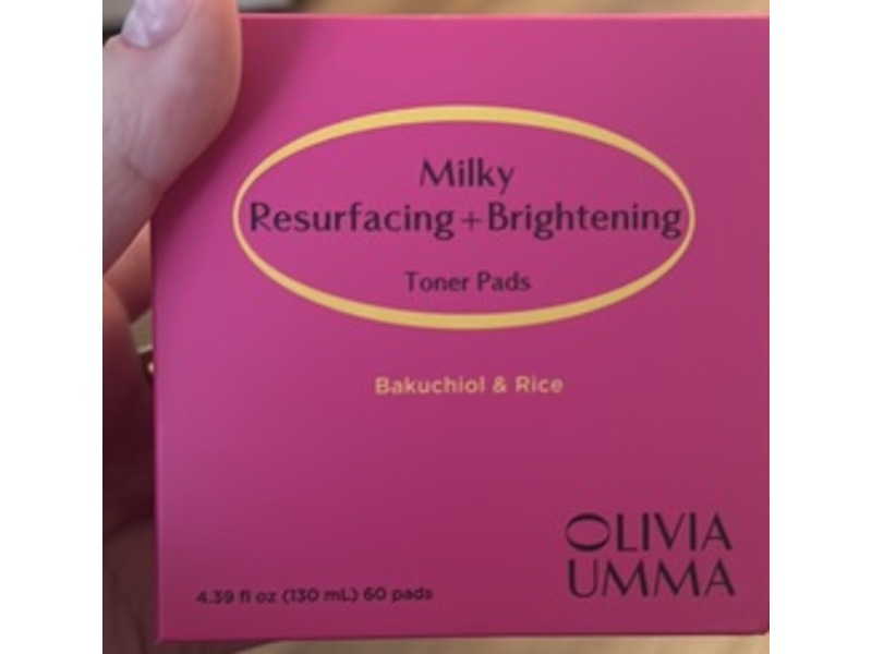 Olivia Umma Milky Resurfacing + Brightening Toner Pads, Bakuchiol & Rice, 4.39 fl oz/130 mL, 60 Pads