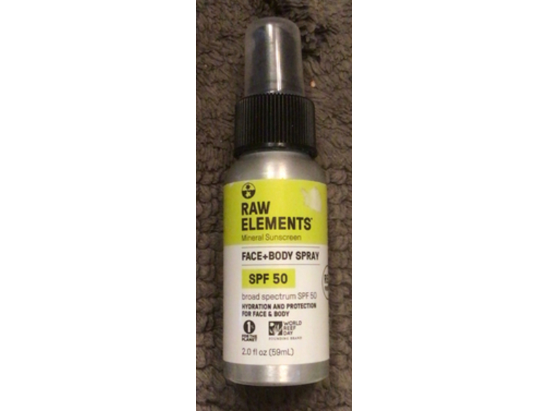 Raw Elements Face + Body Mineral Sunscreen Spray, SPF 50, 2.0 fl oz/59 mL