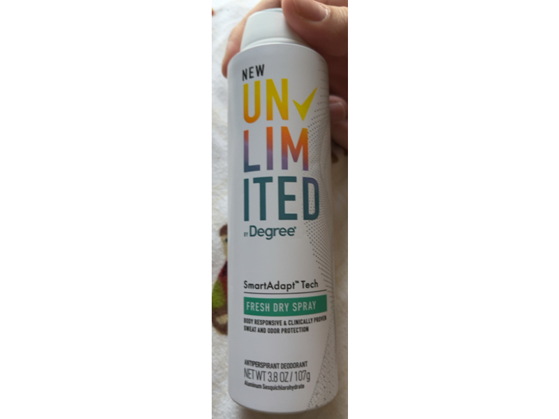 Degree Unlimited Antiperspirant Deodorant Dry Spray, Fresh, 3.8 oz/107 g