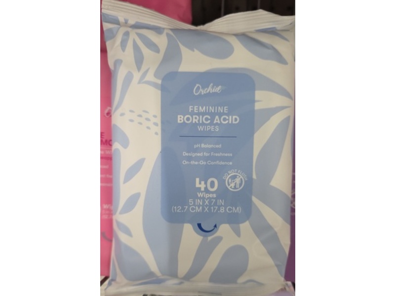 Orchid Feminine Wipes, Boric Acid, 40 Count