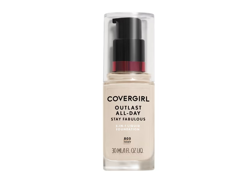 CoverGirl Outlast Stay Fabulous 3-in-1 Foundation, SPF 20, 805 Ivory, 1 fl oz/30 mL