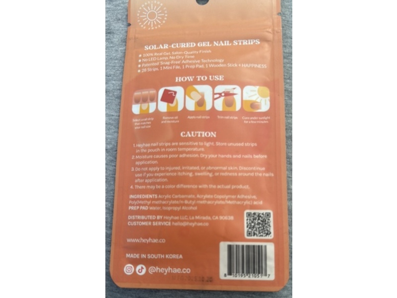 Heyhae Solar Cured Gel Nail Strips, Hey, Silent Night Sparkle, 28 Count
