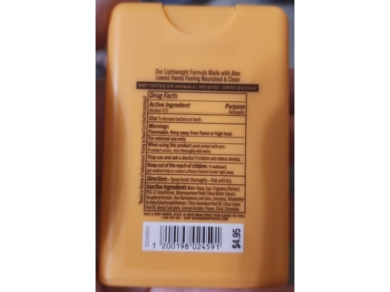 Bath & Body Works Fruit Fusion Anti-Bacterial Hand Spray, Tangerine Twirl, 0.48 fl oz/14 mL