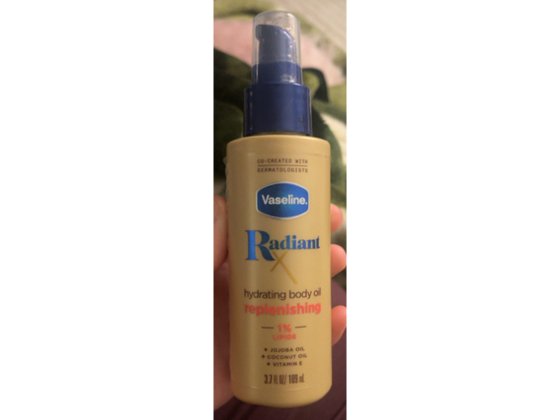 Vaseline Radiant X Replenishing Hydrating Body Oil, 1% Lipids, 3.7 fl oz/109 mL