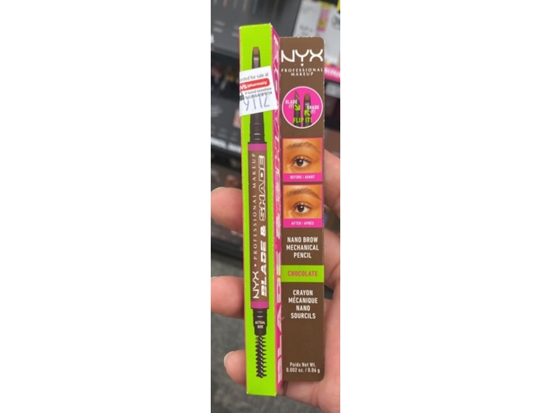 Nyx Professional Makeup Blade & Shade Nano Brow Mechanical Pencil, Chocolate, 0.002 oz/0.06 g