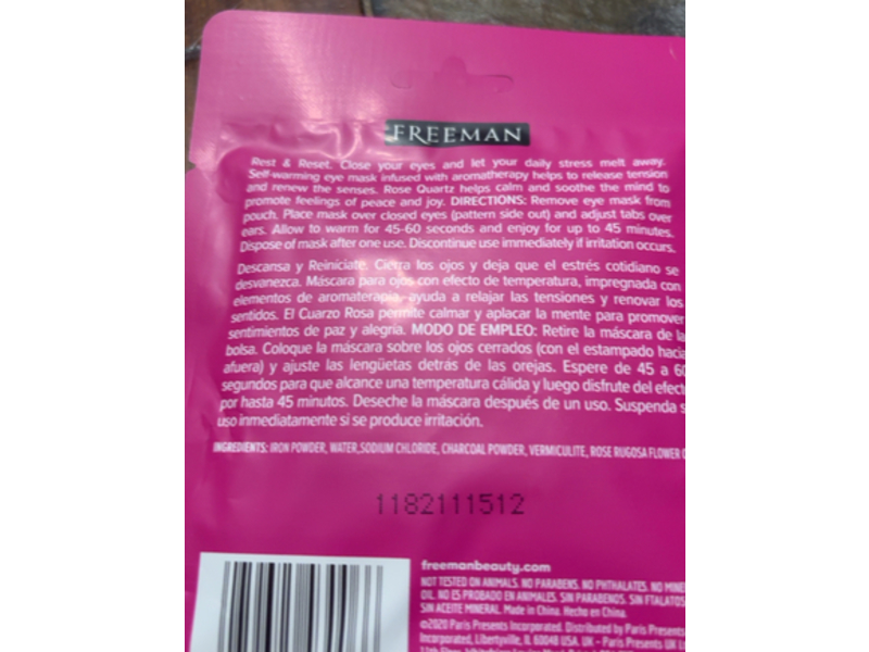 Freeman Cosmic Steam Eye Mask, Warms & Calms Rose Quartz, 0.5 oz/14 g