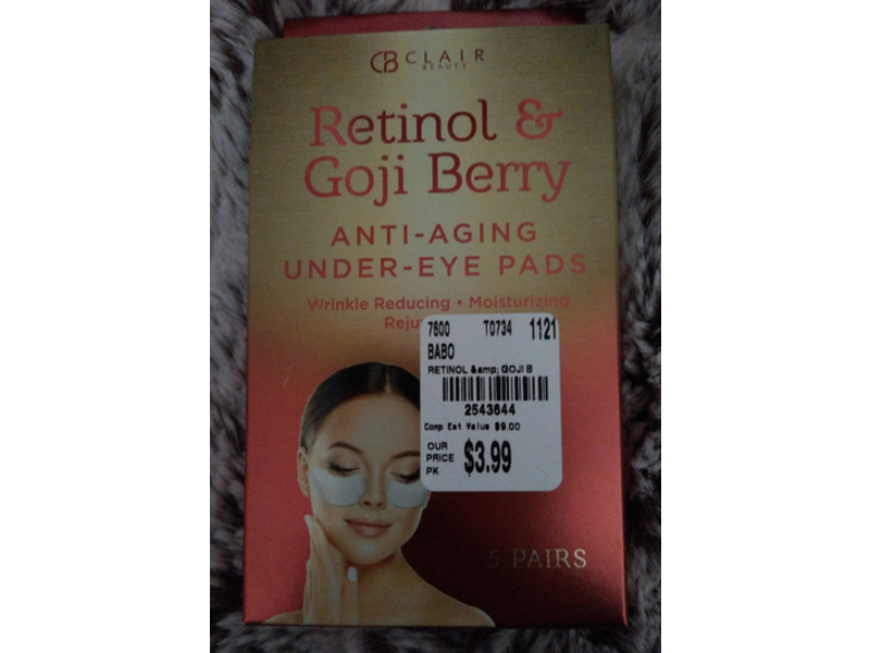 Clair Anti-Aging Under-Eye Pads, Retinol & Goji Berry, 5 Count
