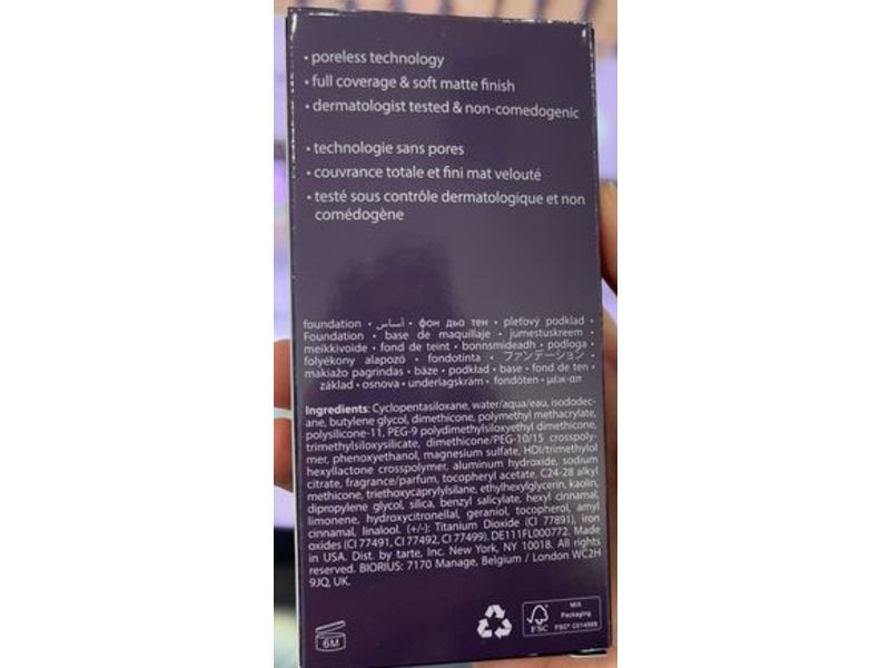 Tarte Amazonian Clay 16 Hour Full Coverage Foundation, 47N Tan-Deep Neutral, 1.7 fl oz/50 mL