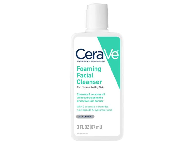 Cerave Foaming Facial Cleanser, Oil Control, 3 fl oz/88 mL