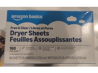 Amazon Basics Dryer Sheets, Free & Clear, 160 Count - thumbnail 2