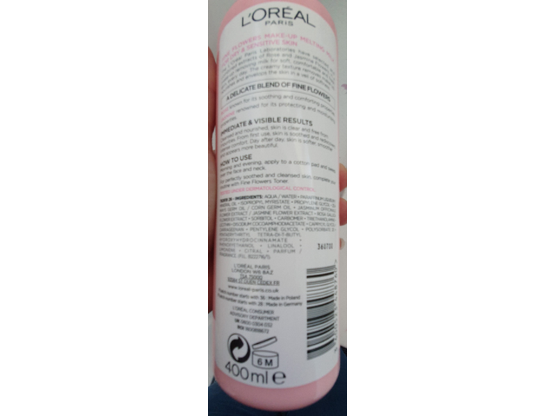 L'Oreal Paris Fine Flowers Cleansing Milk, Rose & Jasmine, 400 mL
