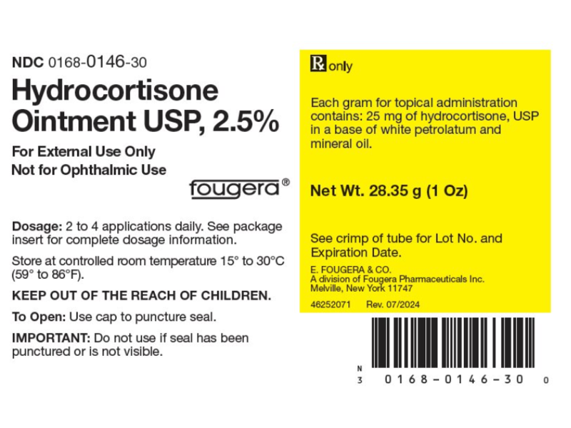 Hydrocortisone Ointment USP, 2.5%, 28.35 g, Fougera (RX)