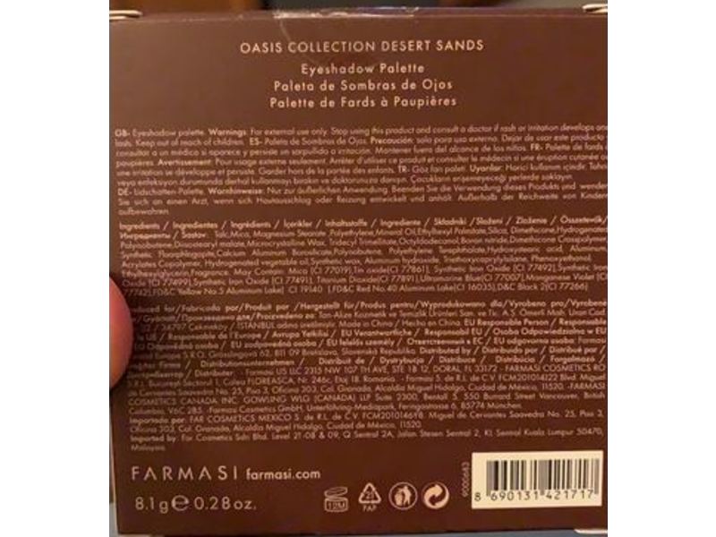 Farmasi Oasis Collection Eyeshadow Palette, Desert Sands, 0.28 oz/8.1 g
