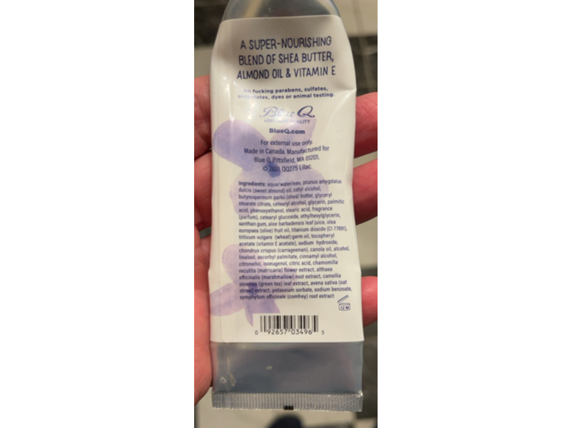 Blue Q I'm A Delicate Fucking Flower Hand Cream, Lilac some Basil & Rose, 2 fl oz/60 mL