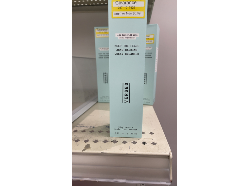 Versed Keep The Peace Acne-Calming Cream Cleanser, Blue Tansy + Apple Fruit Extract, 4 fl oz/120 mL