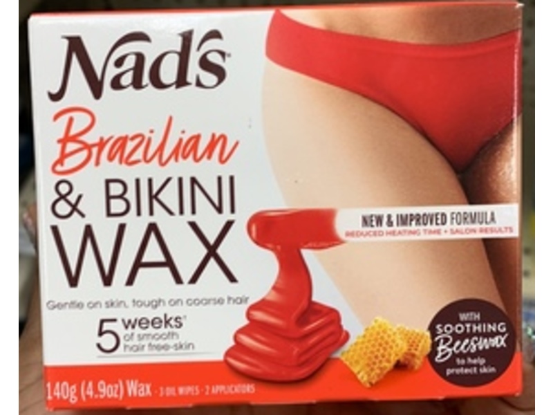 Nad's Hair Removal Brazilian And Bikini Wax Kit, Soothing Beeswax, 4.9 oz/140 g