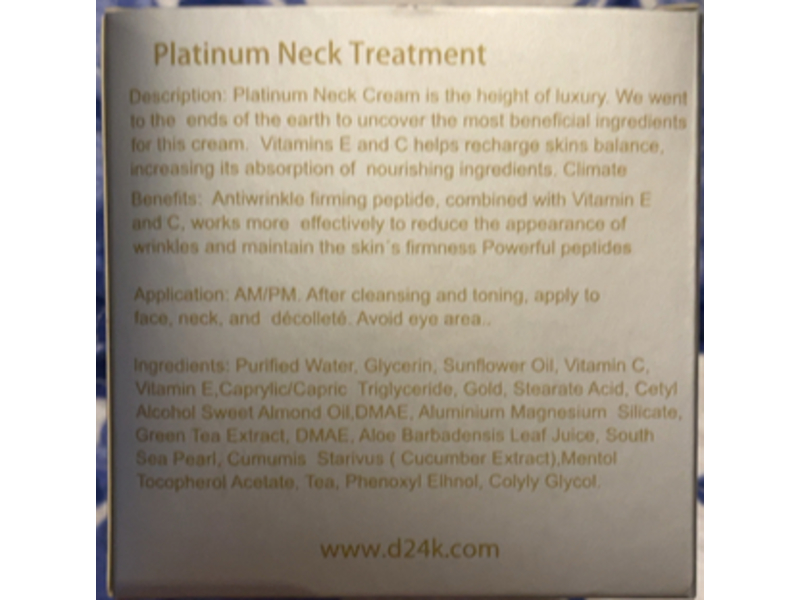 D24k Platinum Neck Treatment, South Sea Pearl, 1.7 fl oz/50 mL